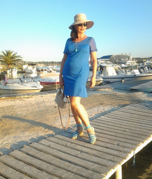 blue dress on the jetty